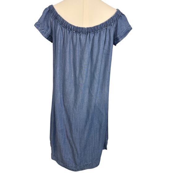 Cloth & Stone Off Shoulder Chambray Tencel Lyocell Dress Blue Size M - Picture 4 of 5